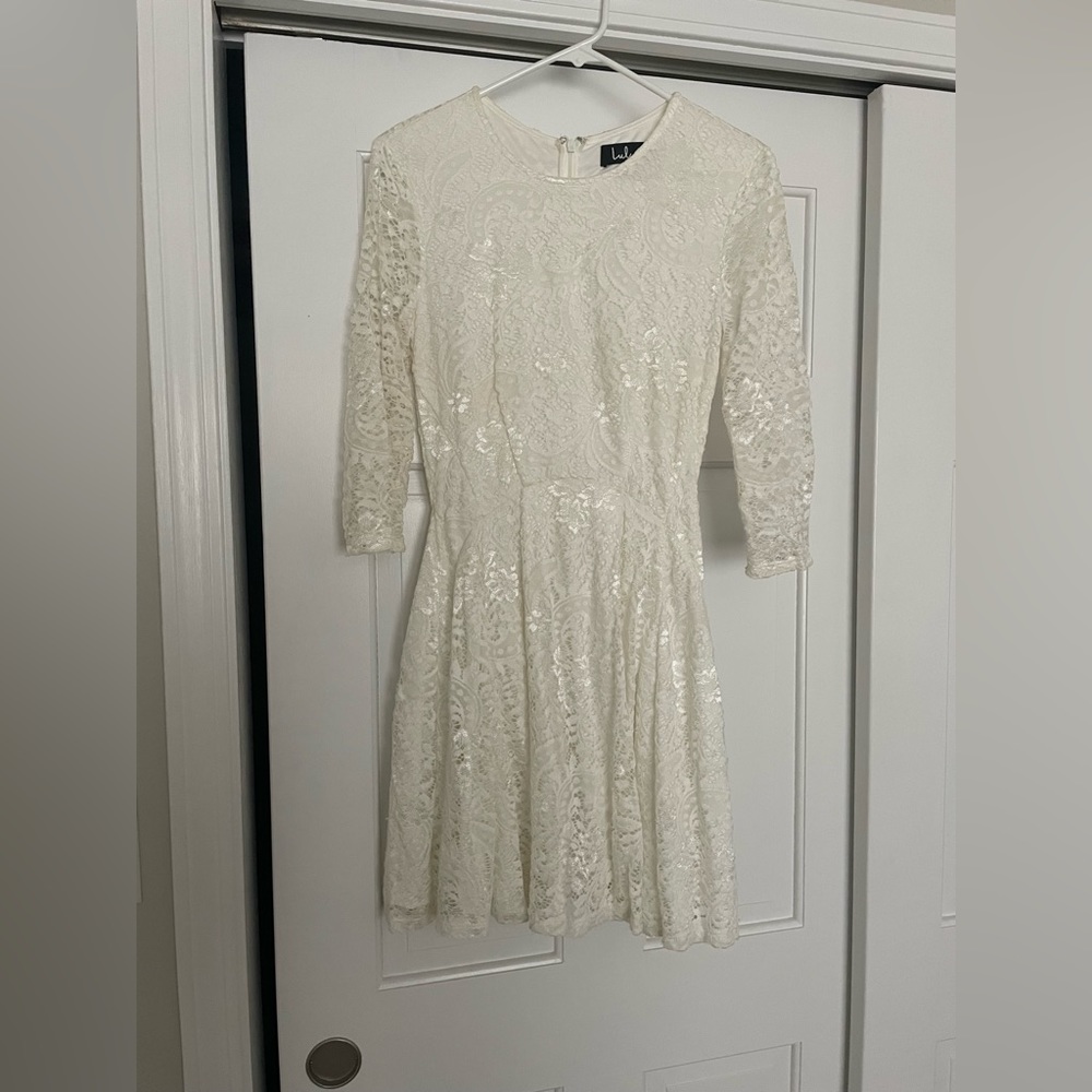White lace mini dress